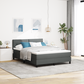 Box spring seng med madras med LED Mørkegrå 140 x 200 cm Stof