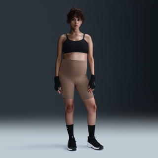 Nike (M) One Dri-FIT-cykelshorts (20 cm) med høj talje og lommer til kvinder (Maternity) - brun - S (EU 36-38)