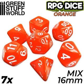 7x Mix 16mm Dice - Orange