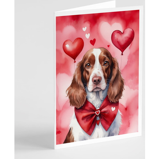 Caroline's Treasures DAC5455GCA7P Welsh Springer Spaniel My Valentine lykønskningskortpakke med 8 blanke kort med konvolutter, finurlig A7 -størr