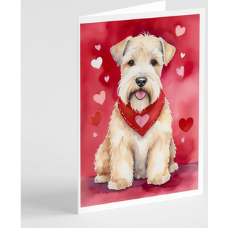 Caroline's Treasures DAC5460GCA7P Wheaten Terrier Mine Valentine lykønskningskortpakke med 8 blanke kort med konvolutter, finurlig A7 -størrelse