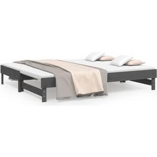 Daybed Med Udtræk 2X(100X200) Cm Massivt Fyrretræ - Grå / 2x (90 x 200) cm
