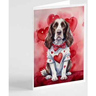 Caroline's Treasures DAC5339GCA7P Engelsk Springer Spaniel My Valentine lykønskningskort Pakke med 8 blanke kort med konvolutter, finurlig A7 Stø