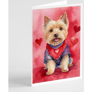 Caroline's Treasures DAC5399GCA7P NORWICH TERRIER Mine Valentine lykønskningskort Pakke med 8 blanke kort med konvolutter, finurlig A7 Størrelse
