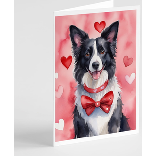 Caroline's Treasures DAC5292GCA7P Border Collie My Valentine lykønskningskortpakke med 8 blanke kort med konvolutter, finurlig A7 -størrelse 5x7