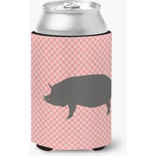 """" Caroline's Treasures Berkshire Pig Pink Check Decorative Can Hugger Multicolor """"