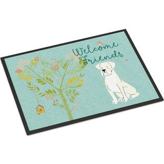 """" Caroline's Treasures byder venner White Boxer indendørs eller udendørs dørmatte 24 """" ""H X 36"" """" ""W multicolor"" ""