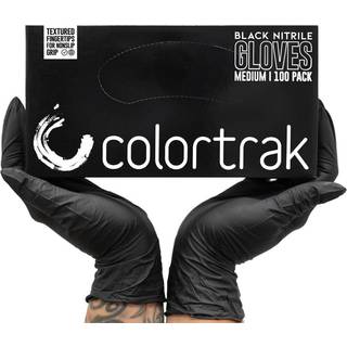 ColorTrak Luminous Collection Ende Nitrile Gloves (100 Pack) Sort stor engangsallergy-sikker latexfrit pulverfri lugtfri teksturerede fingerspids