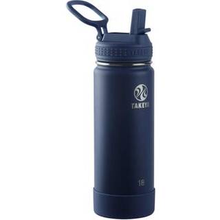 Takeya Actives 18 oz vakuum isoleret rustfrit st?l vandflaske med halm l?g premium kvalitet midnat bl?
