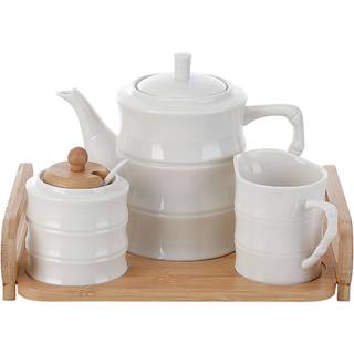 Tekande Home ESPRIT Hvid Bambus Porcelæn