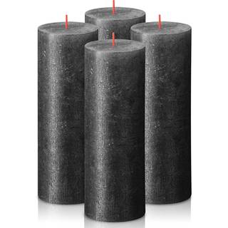 Bolsius Anthracite Black Shimmer Metallic Pillar Candles 4 Pack - 2,75 x 7,5 tommer - Premium European Kvalitet - Naturlig milj?venlig plantebase