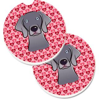 """" Caroline's Treasures Weimaraner Hearts Set med 2 Cup Holder Car Coasters 2.56 Multicolor """"