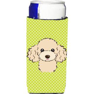 Checkerboard Lime Green Buff Poodle Ultra Beverage Isolators til slanke dåser