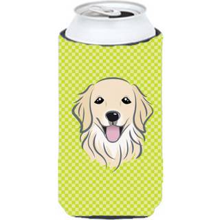 Checkerboard Lime Green Golden Retriever Tall Boy Beverage Isulator Hugger BB1267TBC