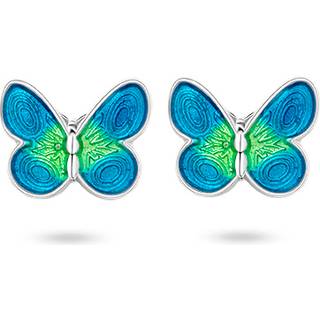Pia & Per børne sommerfugleørestikker i sølv, turkis