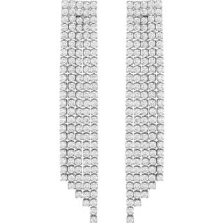 Snö Of Sweden Siri Big Stone Tassle Earring Silver/Clear Onesize