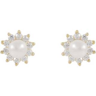 Snö Of Sweden Line Pearl Earring Gold/White Onesize