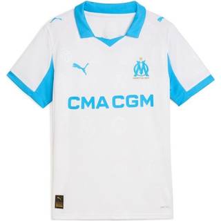 PUMA Olympique Marseille 25/26 Home Jersey Youth, Clothing, White/Azure, 5-6Y - Azure - 5-6Y