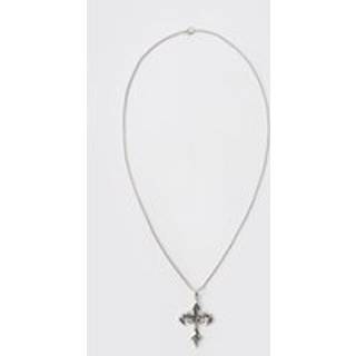 Mens Silver Cross Pendant Necklace
