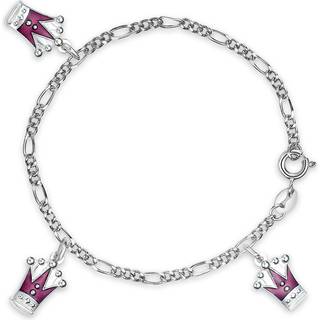 Pia & Per charms børnearmbånd med prinsessekroner i sølv, lilla