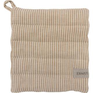 Grydelap stribet, karamel/beige