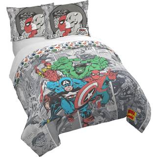 Jay Franco Duvet Cover Set - 3 stykker dyneomslag og skamsæt Super Soft Cloz Kids Bedding (Indsæt ikke inkluderet) Grå - Marvel Comics Queen