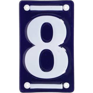 Esschert Design House Numbers 6 tommer emalje blå og hvide adresse nummerplade - nummer 8 moderne husnumre til udenfor