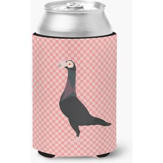 """" Caroline's Treasures English Carrier Digeon Pink Check Decorative Can Hugger Multicolor """"