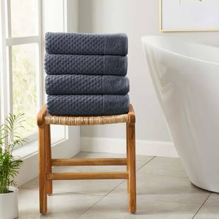Great Bay Home Navy-badehndklder - 100 % bomuld 4 pakke 54x27 badehndkldest - Absorberende holdbare hurtigtrrende hndklder til badevrels
