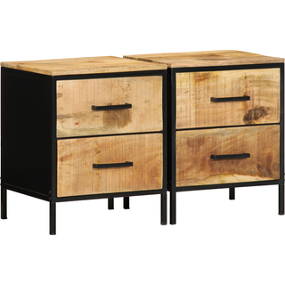 Natskab 2 pcs Brun og sort 40 x 35 x 50 cm Massivt mangotræ