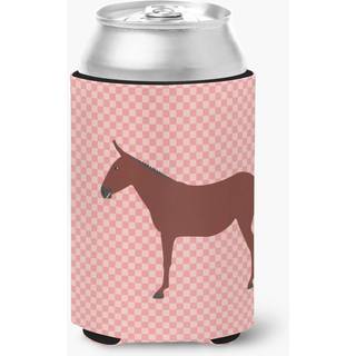 """" Caroline's Treasures Hinny Horse Donkey Pink Check Decorative Can Hugger Multicolor """"