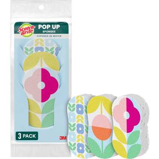 Scotch-Brite Brite Blooms Pop Up Kitchen Svampe Unikke komprimeret køkken svamp til rengøring forsigtigt foråret blomstermønsterskål, der udvides
