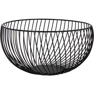 Frugtskål - 25x13 cm - Sort rund kurv af åbent metal - Moderne og dekorativ metalkurv