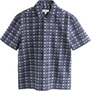 Next Navy Blue Patchwork Check Short Sleeve Shirt - 3X-Large