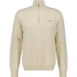 Gant GANT Cream Textured 100% Cotton Half Zip Jumper