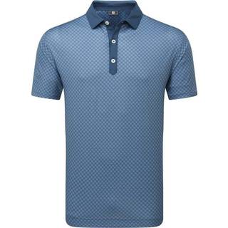 Footjoy Herre Checker Print Lisle Polo Dark Denim/ White M