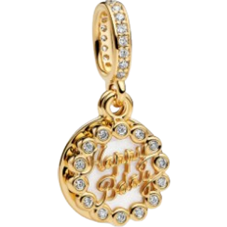 Pandora Charm - Happy Bday - 763787C01 - gold