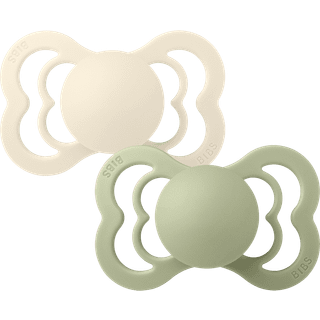 BIBS Pacifier Supreme Silicone Ivory/Sage Size 2 2stk