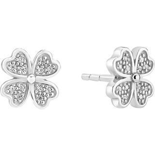 Lund Copenhagen firkløver øreringe i sølv med cubic zirkonia -7,5 mm mm