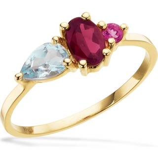 Scrouples ring pink/blå topas og rhodolite i 8 kt guld