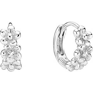 Lund Copenhagen øreringe i sølv med blomst og zirkon