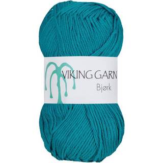 Viking Bjørk 529 Turkis Indhold: 50% Bambus, 50% bomuld Vægt/længde: 50 g = ca. 147 meter Anbefalet pind: 3 mm Anbefalet hæklenål: 2.5 mm Strikkefasthed: 10 cm = 25 m Vask: 40°C / Tørres fladt.