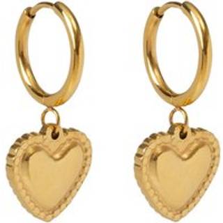 Bibi Bijoux Guld Tone Hjerte Charm Rustfrit Stål Hoop ØreringeEn