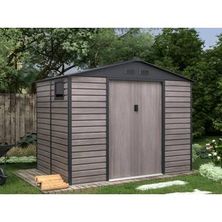 Skur i grå træeffekt metal galvaniseret stål 5,40 m² ADELMO