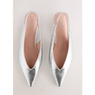 Next Silver Forever Comfort Point Toe Sling Back Shoes