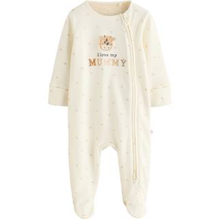Next Ecru I Love My Mummy Two Way Zip Baby Sleepsuit (0-18mths)
