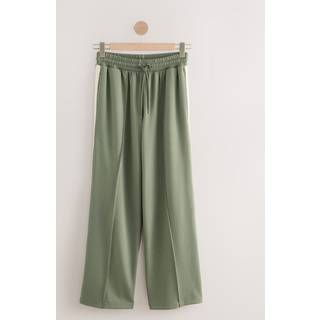 Next Khaki Green Slinky Wide Leg Side Stripe Track Trousers