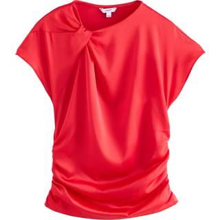 Next Red Satin Ruched Short Sleeve Top