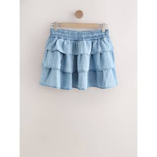 Next Mid Blue Tiered Lightweight Denim Skirt - L Reg