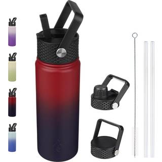 Bjpkpk isolerede vandflasker med halm låg 22 oz koldt og varmt vandflaske rustfrit stål metal vandflaske med 3 låg genanvendelige termos kopper k